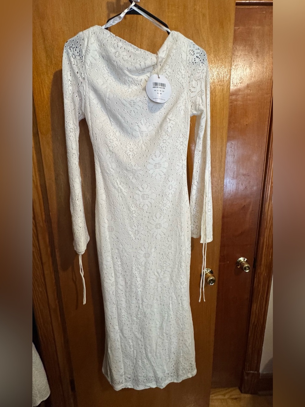 Selfie Leslie White Long Sleeve Lace Maxi Dress